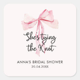 Adesivo Quadrado Chá de Noiva Fita Rosa Elegante