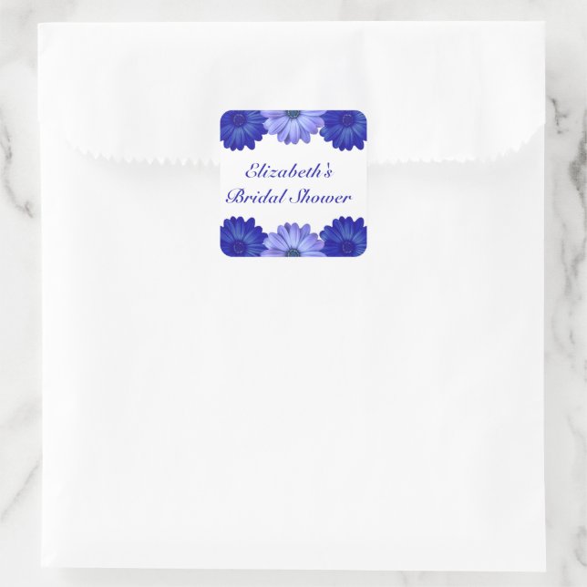 Adesivo Quadrado Chá de Noiva Floral Azul (Bolsa)