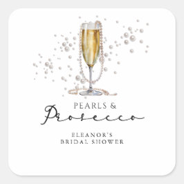 Adesivo Quadrado Chá de Noiva Pérolas e Prosecco