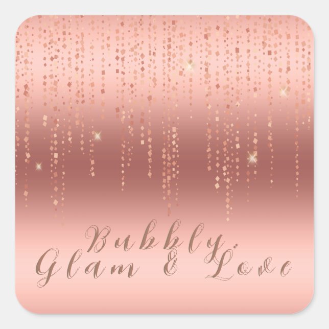 Adesivo Quadrado Chá de Noiva Rose Gold Confetti (Frente)