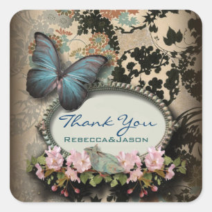 Adesivo Quadrado Chá de panela botânico boémio de Paris da