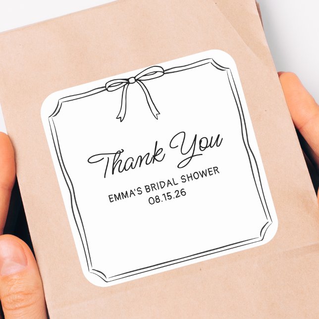 Adesivo Quadrado Chá de panela de Arco chic elegante - Obrigado (Criador carregado)