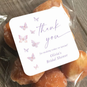 Adesivo Quadrado Chá de panela De Borboleta Obrigado Favor