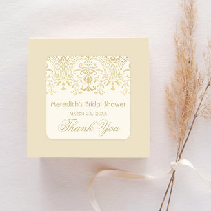 Adesivo Quadrado Chá de panela de Casamento com Glamor Vintage Dou