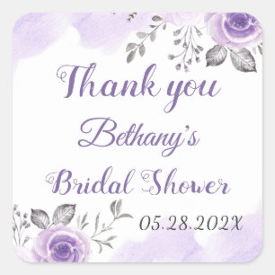 Adesivo Quadrado Chá de panela De Chic Pastel Purple Floral Obriga