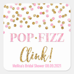 Adesivo Quadrado Chá de panela de Clink do Pop de Confetti Dourado