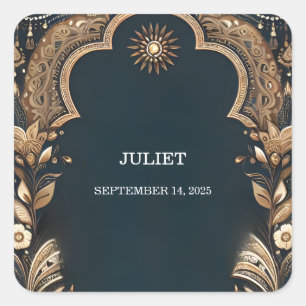 Adesivo Quadrado Chá de panela de Estilo Indiano Hindi Henna Mehndi