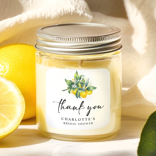 Adesivo Quadrado Chá de panela de limão moderno (Criador carregado)