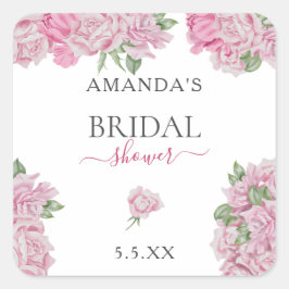 Adesivo Quadrado Chá de panela de rosas cor-de-rosa embebida em águ