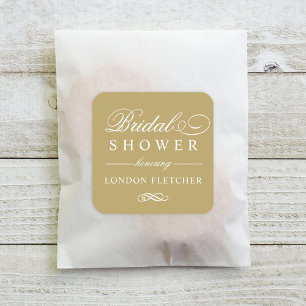 Adesivo Quadrado Chá de panela Dourado Elegante Clássico