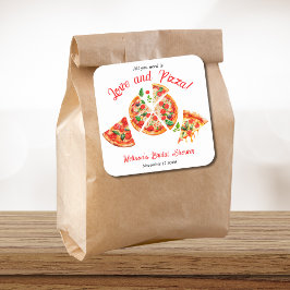 Adesivo Quadrado Chá de panela Fatia do Partido do Amor e Pizza Ita