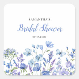 Adesivo Quadrado Chá de panela Floral de Flor Azul