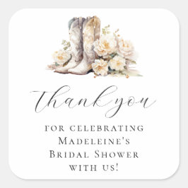 Adesivo Quadrado Chá de panela Romântico Floral de Cowgirl por Aqua