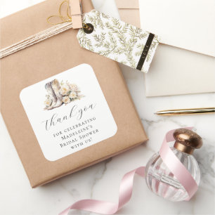 Adesivo Quadrado Chá de panela Romântico Floral de Cowgirl por Aqua