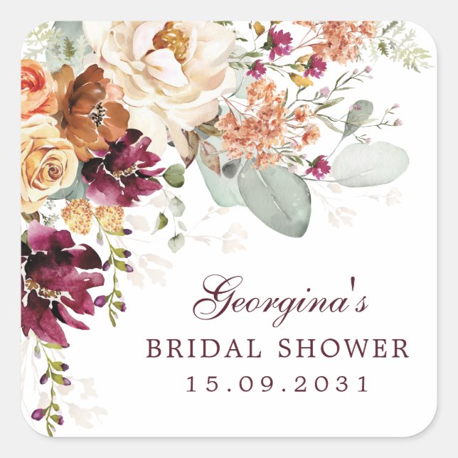 Adesivo Quadrado Chá de panela Rustic Maroon Terracotta Favorece (Frente)