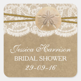 Adesivo Quadrado Chá de panela Rustic Sand Dollar Beach