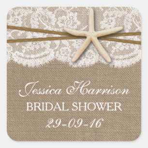 Adesivo Quadrado Chá de panela rústico da praia da estrela do mar