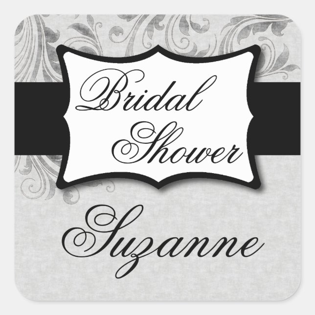 Adesivo Quadrado Chá de panela Silver Damask (Frente)