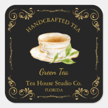Chá Verde Quadrado Vintage Label