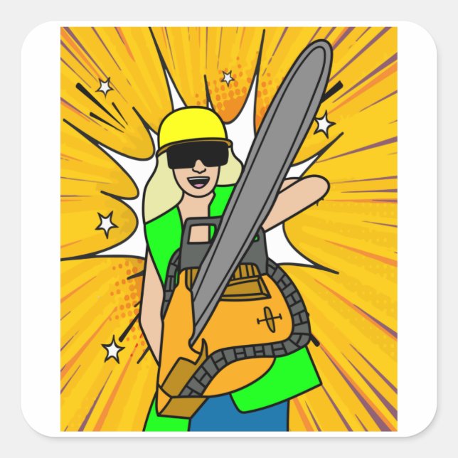 Adesivo Quadrado Chainsaw Lumberjack Chainsaw (Frente)