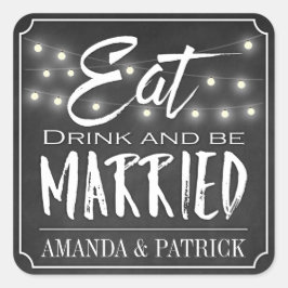 Adesivo Quadrado Chalkboard Coma Bebida e Casar Favores
