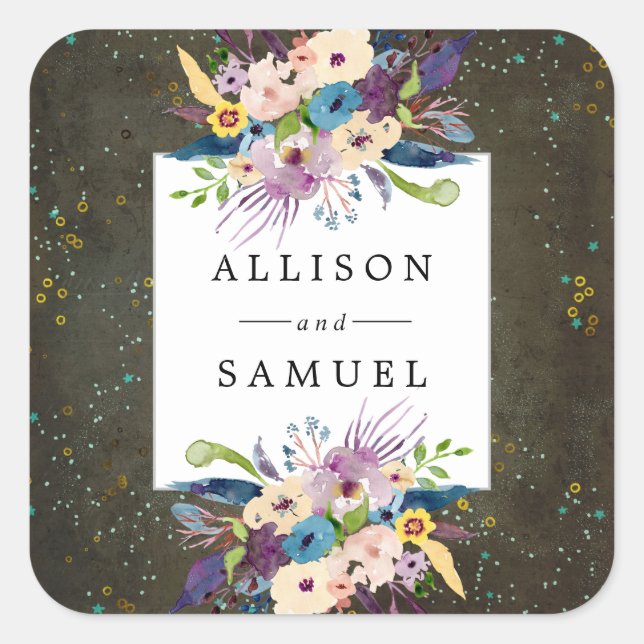 Adesivo Quadrado Chalkboard Dourada Prata Stars Favor Foco Pessoal (Frente)