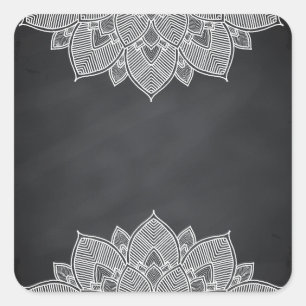Adesivo Quadrado Chalkboard Lotus Flower Mandala Swirl