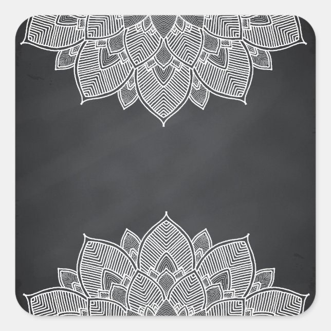 Adesivo Quadrado Chalkboard Lotus Flower Mandala Swirl (Frente)