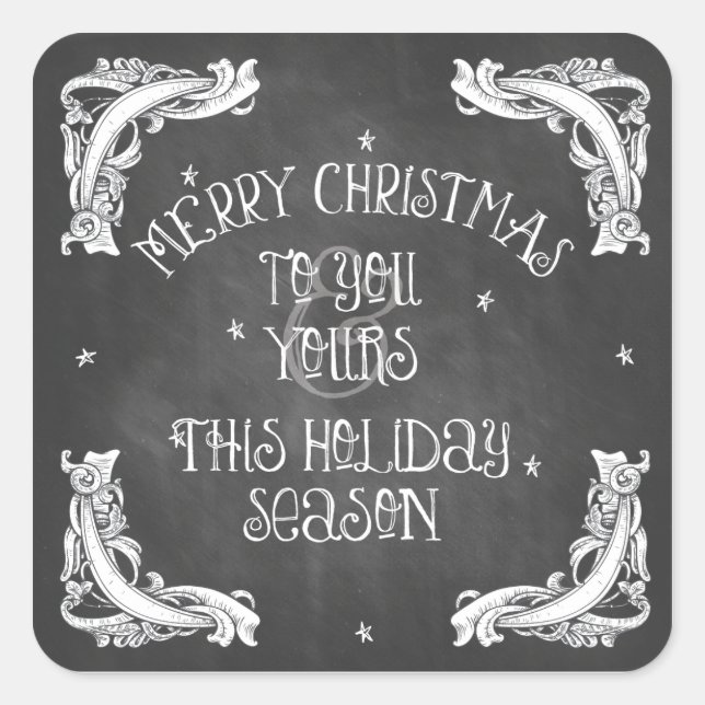 Adesivo Quadrado Chalkboard Merry Christmas Sticker (Frente)