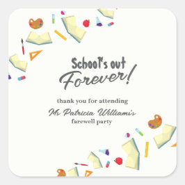 Adesivo Quadrado Chalkboard School Farewell Retired Teacher Party 