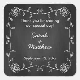 Adesivo Quadrado Chalkboard Sunflower Wedflower Stickers