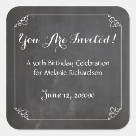 Adesivo Quadrado Chalkboard Vintage Flourish Frame 50º aniversário