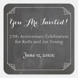 Adesivo Quadrado Chalkboard Vintage Flourish Frame, Aniversário