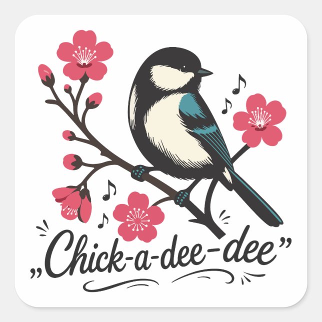 Adesivo Quadrado Chamada de passarinho chick-a-dee-dee-dee (Frente)