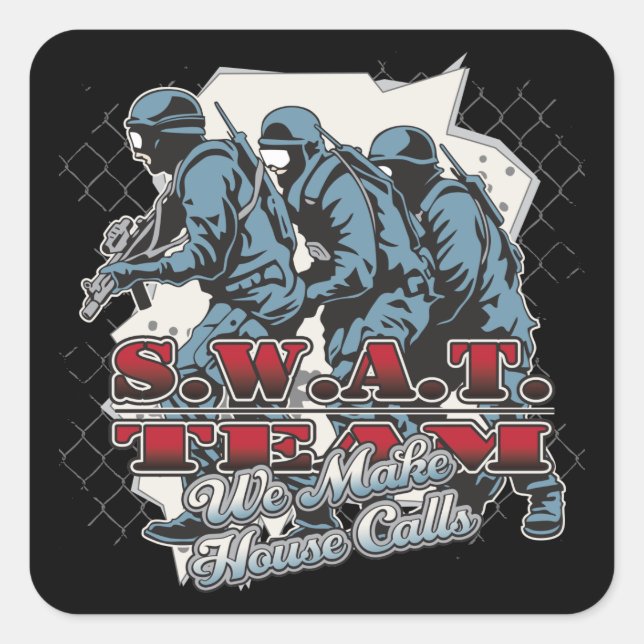 Adesivo Quadrado Chamadas da Casa da Equipe SWAT (Frente)