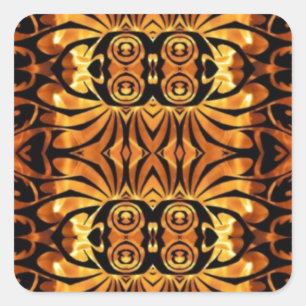 Adesivo Quadrado chamas cor de laranja Padrão tribal do totem nativ