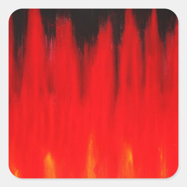 Adesivo Quadrado Chamas de Fogo Vermelho Pastel (Simbolismo Natural (Frente)