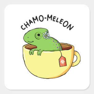 Adesivo Quadrado Chamo-meleon Animal Tea Pun Sticker