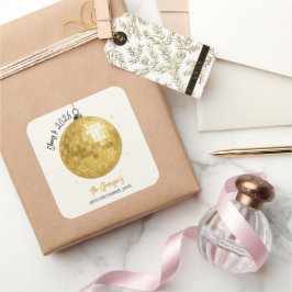 Adesivo Quadrado Champagne Disco Ball 2026 New Year Eve