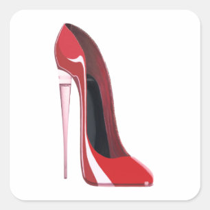 Adesivo Quadrado Champagne Heel Red Stiletto Calçado Art