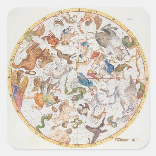 Adesivo Quadrado Chapa 26 de Atlas Coelestis, de John Flamsteed (Frente)