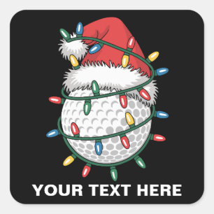 Adesivo Quadrado Chapéu de Papai Noel com Bolas de Golfe Personaliz