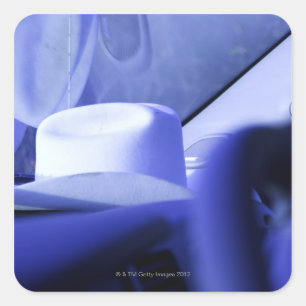 Adesivo Quadrado Chapéu de vaqueiro no painel do caminhão