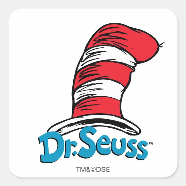 Adesivo Quadrado Chapéu do Dr. Seuss Logo (Frente)