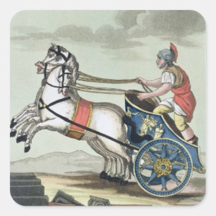 Adesivo Quadrado Charioteer, de "L'Antica Roma", 1825 (cor