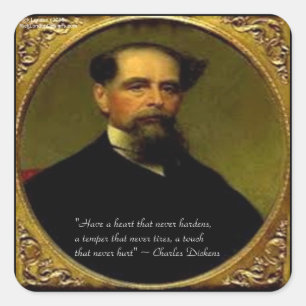 Adesivo Quadrado Charles Dickens & Citação de Coração