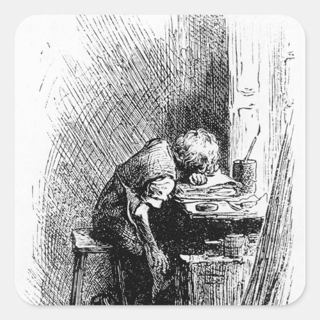 Adesivo Quadrado Charles Dickens na Fábrica de Negros e (Frente)