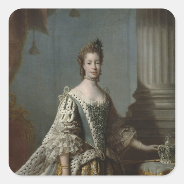 Adesivo Quadrado Charlotte Sophia de Mecklenburg-Strelitz, 1762 (Frente)