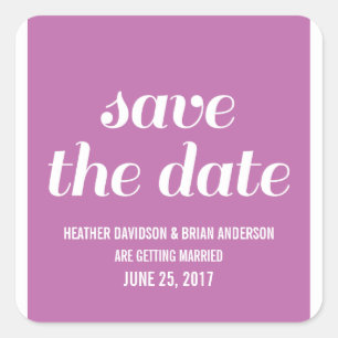 Adesivo Quadrado Charm Save the Date Stickers, Fuchsia