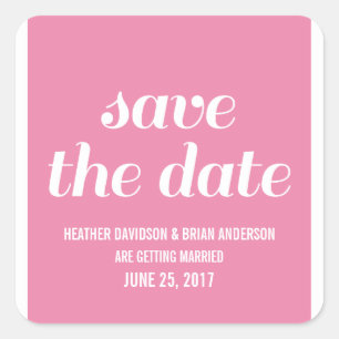 Adesivo Quadrado Charm Save the Date Stickers, rosa